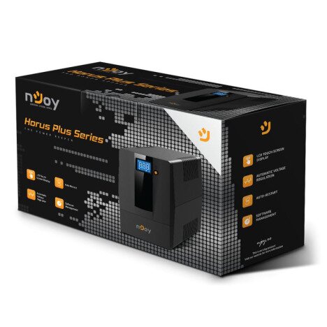 UPS nJoy Horus Plus 600, 600VA360W, Afisaj LCD cu ecran tactil, 2 Prize Schuko cu Protectie, Reporni